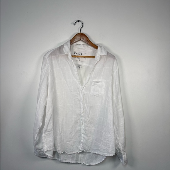 Frank & Eileen - Eileen Woven Button Up in White Textured Windowpane - Picture 2 of 8